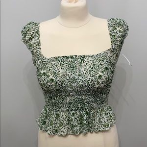 Skylar + Madison floral green print top